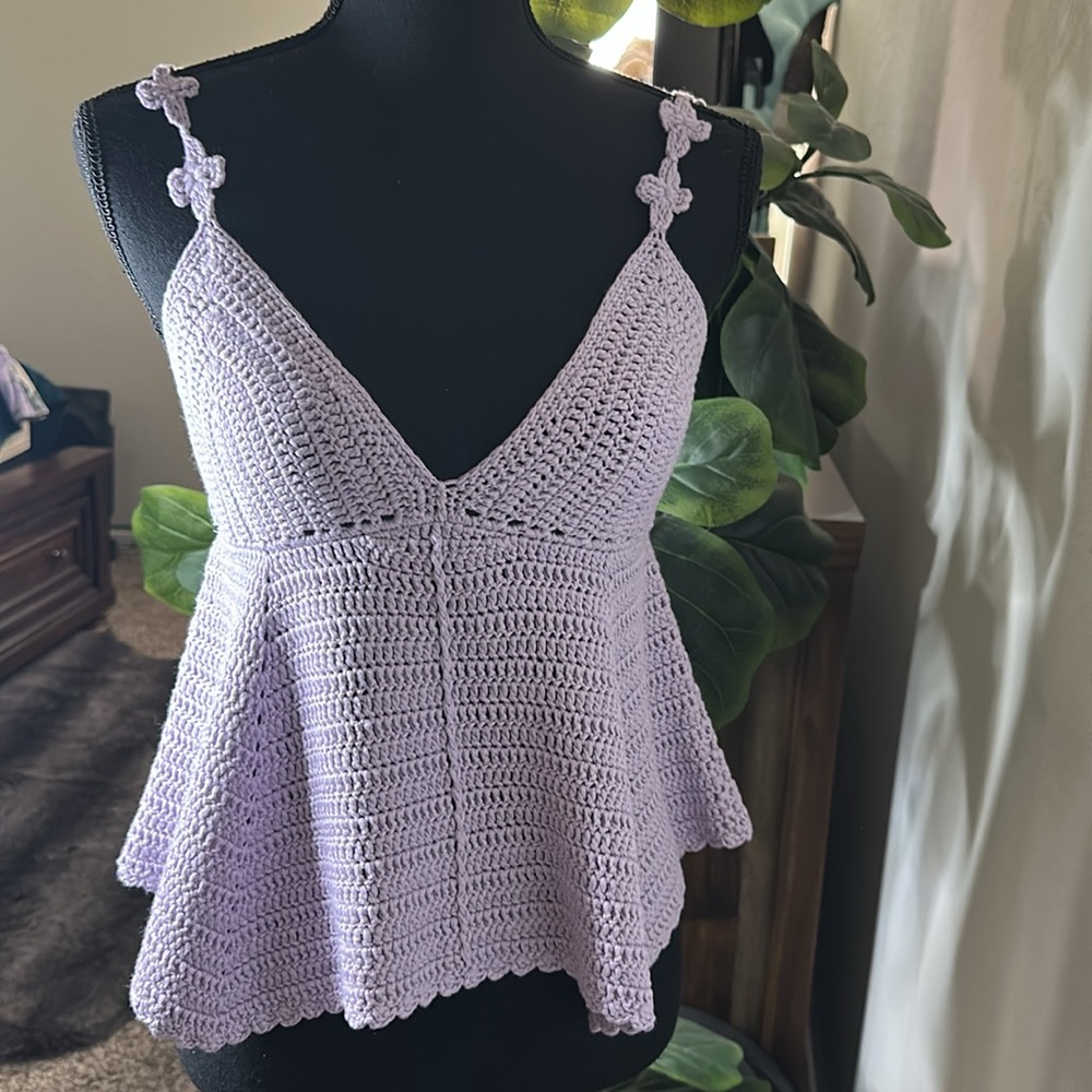 POL Lavender Crochet Women Top